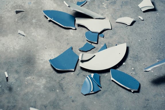 Broken plate representing how sales training is broken